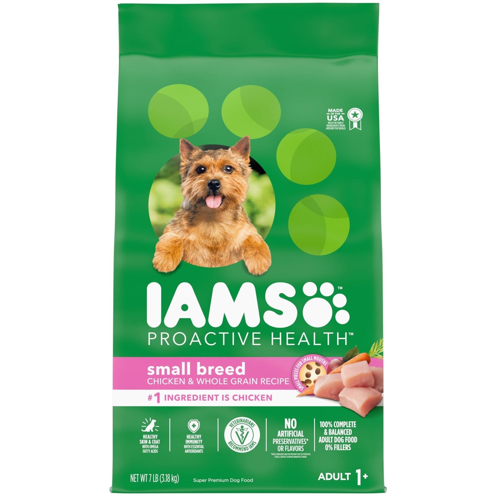 IAMS Small & Toy Breed Adult Dry Dog Food for Small Dogs with Real Chicken, 7...