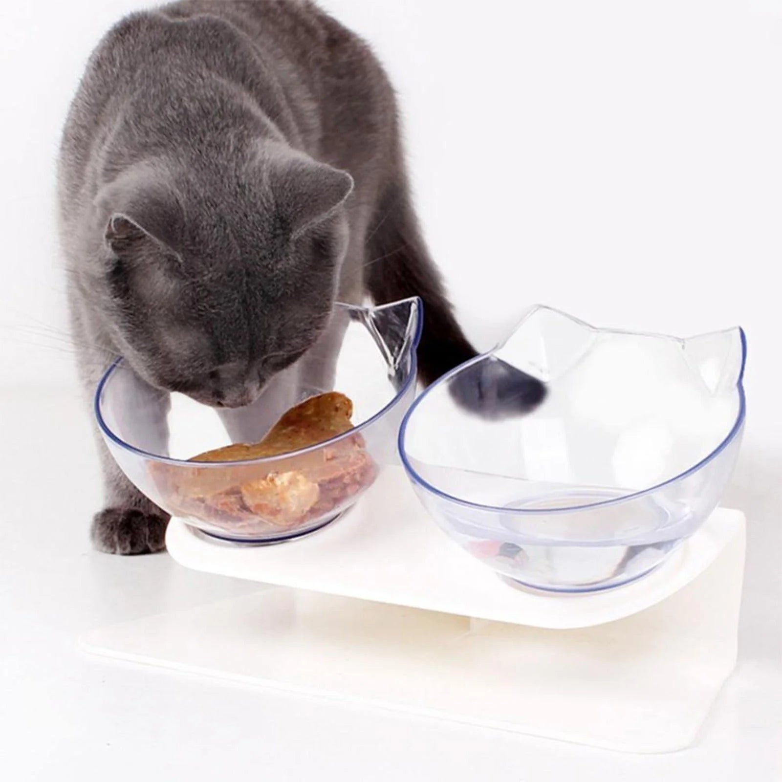Elevated Double Cat Bowls, Pet Feeding Bowl | Raised the Bottom for Cats and Small Dogs
